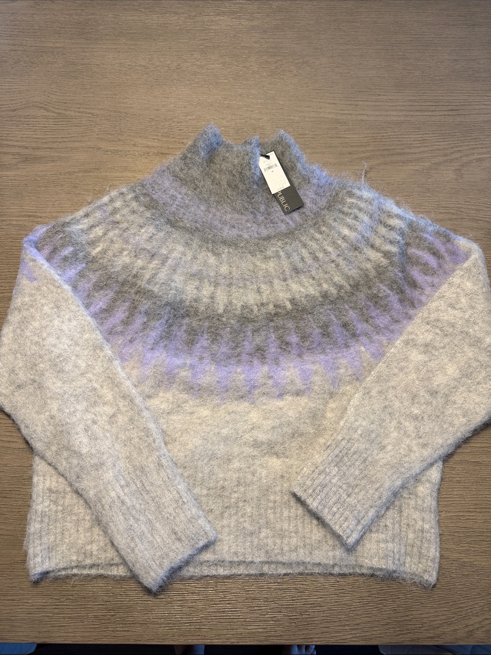 Banana Republic Light Gray and Lavender Fair Isle Turtleneck Sweater - Picture 1 of 2